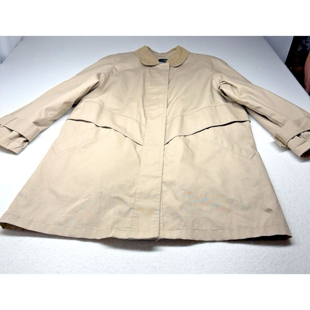Towne by London Fog Beige Car Coat Womens 10 Plaid Lined Rain Jacket Vintage
